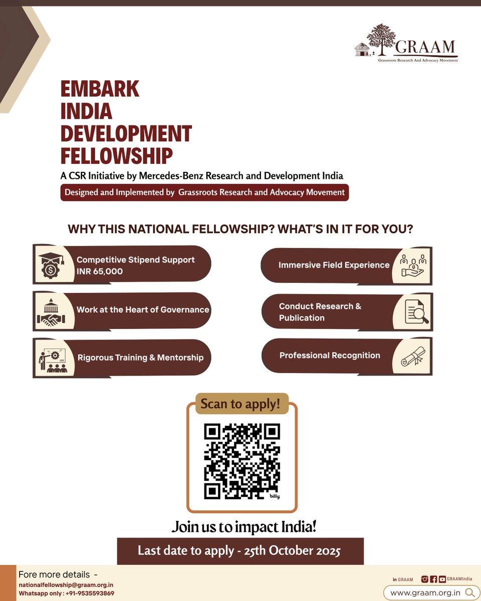 📢Application Extention Alert! 

Thanks for Your Incredible Support! 250+ Applicants and Counting... 🚀

NEW APPLICATION DEADLINE: October 25, 2025

Apply Now: forms.gle/rnoaBE5GtTE8YR…

#EmbarkIndiaDevelopmentfellowship #fellowship #nationalfellowship #VikistBharat@2047 #Youth