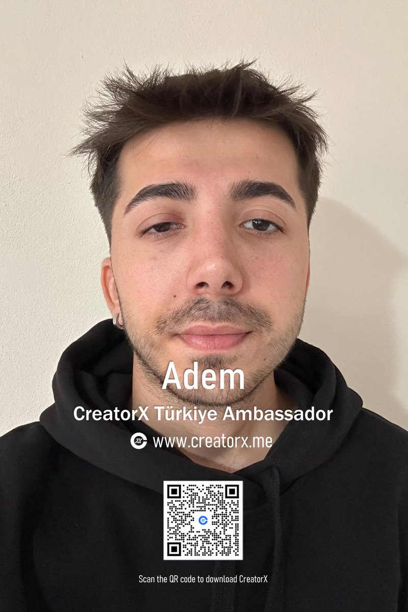 CreatorX (@creatorxinc) on Twitter photo We are delighted to announce that Adem has become one of the CreatorX Ambassadors in Turkey! Welcome, Adem, to the CreatorX team!
📱 t.me/CreatorX_Offic…
<a href="/yncrahmet00/">KC Ahmet</a>
#CreatorX #Turkey #Ambassador We are delighted to announce that Adem has become one of the CreatorX Ambassadors in Turkey! Welcome, Adem, to the CreatorX team!
📱 t.me/CreatorX_Offic…
<a href="/yncrahmet00/">KC Ahmet</a>
#CreatorX #Turkey #Ambassador