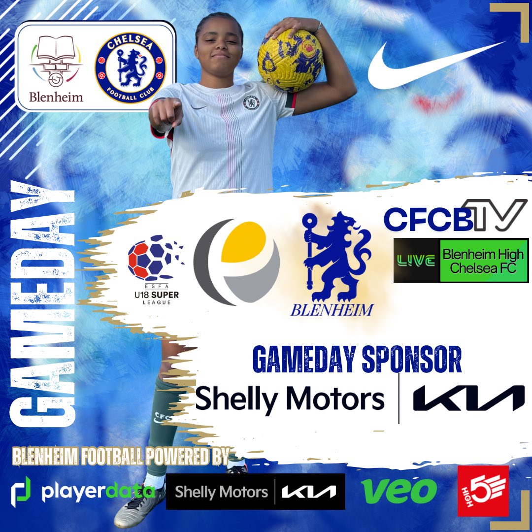 🏆 Gameday 🏆

The defence of the <a href="/SchoolsFootball/">English Schools' Football Association</a> Super League title begins as we travel to Esher College.

Streaming Live on CFCB via <a href="/veotechnologies/">Veo</a> Live app.

Blenheim football 🤝 powered by <a href="/Shellymotors/">Shelly Motors</a> <a href="/veotechnologies/">Veo</a> <a href="/PlayerData/">PlayerData</a> 

#here2Rise
#teamblenheim