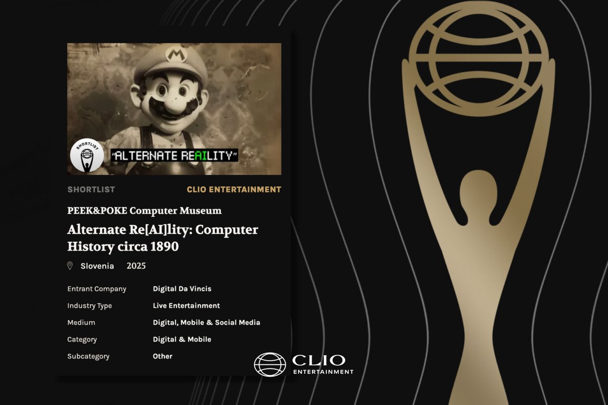 WE ARE NOMINATED IN HOLLYWOOD! 😱

Our AI project #AlternateReAIlity for <a href="/PEEKANDPOKE/">PEEK&POKE</a> has been shortlisted for one of the world's most prestigious creativity and communications awards - 2025 Clio Entertainment Awards by <a href="/The_Clios/">The Clios</a> 🚀

Among nominees are Netflix, HBO, Amazon,