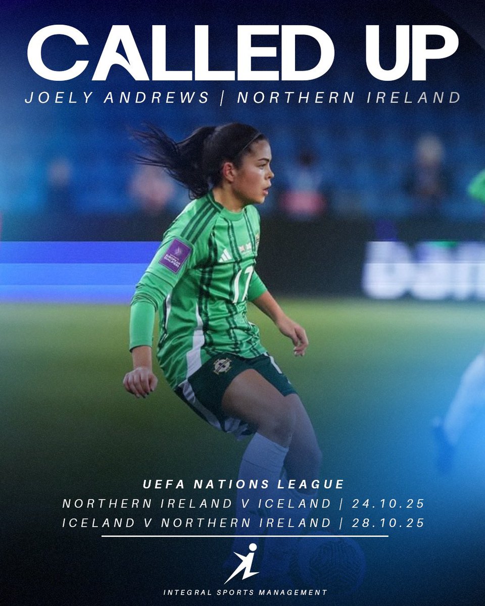 CALL-UP 💚

Another call-up to the <a href="/NorthernIreland/">Northern Ireland</a> squad for <a href="/JoelyAndrews/">Joely Andrews</a> ahead of their UEFA Nations League fixtures later this month! 🫡

Congrats Joely! 🙌