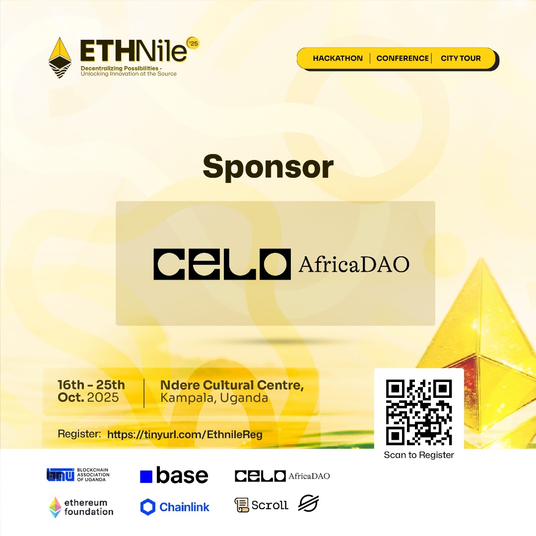 ETHNile_'s tweet image. Say hello to our new sponsor, @CeloAfricaDao.
A community-led initiative driving blockchain adoption and financial access across Africa.
We’re happy to have them join #ETHNile as we empower African developers to turn ideas into impact.