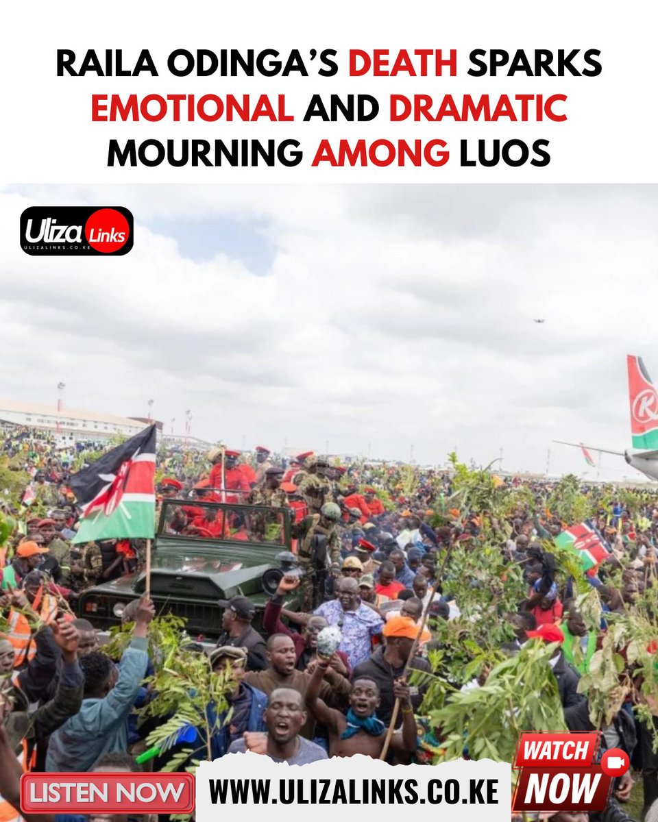 ulizalinks's tweet image. Raila Odinga’s passing sparks powerful Luo mourning scenes 💔
#RailaOdinga #LuoCulture #Kenya #RestInPeaceBaba #KenyanNews #LuoNation #FarewellBaba #EmotionalTribute