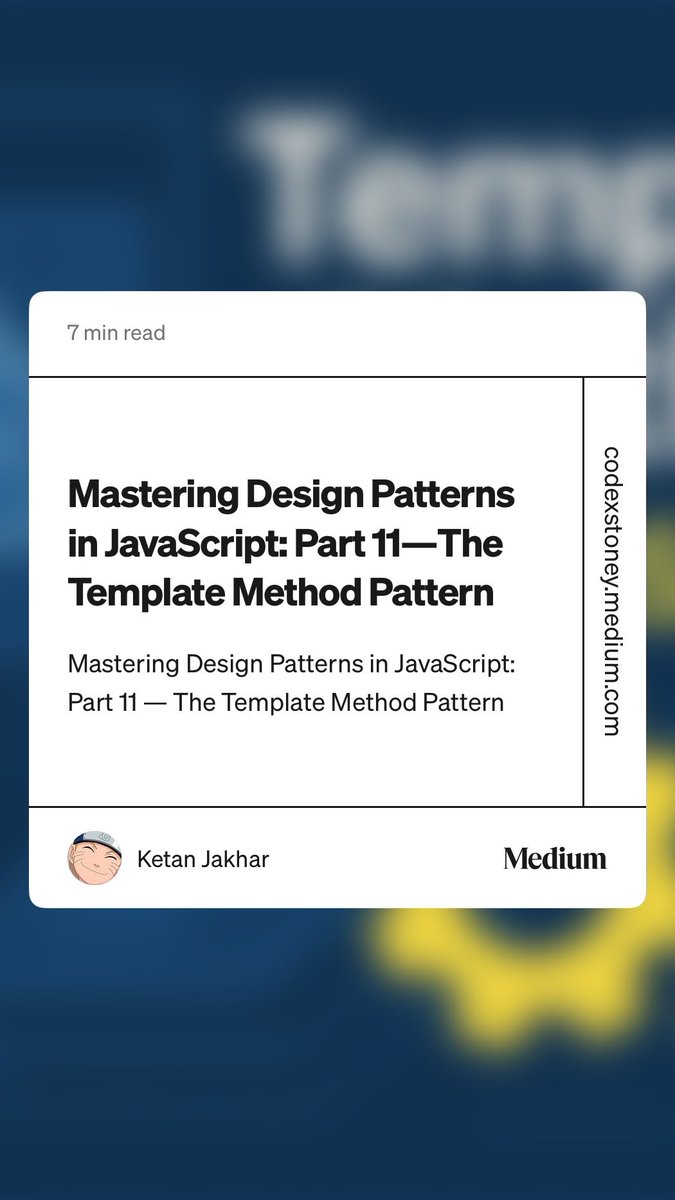 codexstoney's tweet image. "Mastering Design Patterns in JavaScript: Part 9 — The Mediator Pattern | By Ketan Jakhar" Read on
@Medium - codexstoney.medium.com/mastering-desi…