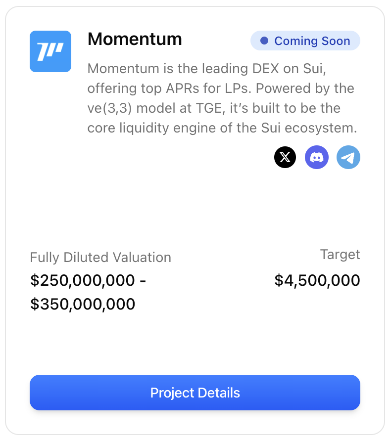 Introducing Momentum (MMT) — the Move-native liquidity engine for Sui, launching it’s $MMT Community Offering on <a href="/buidlpad/">Buidlpad</a> 

 Mission &amp; Vision <a href="/MMTFinance/">MomentumⓂ️Ⓜ️T</a> The goal being to consolidate trading, staking and optimizing yield for a seamless stack in DeFi that can easily be composed