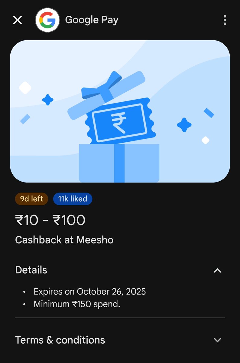imAlter_Ego's tweet image. Dear Google, you could've at least give cashback on Amazon or Flipkart.
But what is this — Meesho?
Who uses this, and who are those 11K people who liked it?
"Even Better Luck Next Time" is better than this!