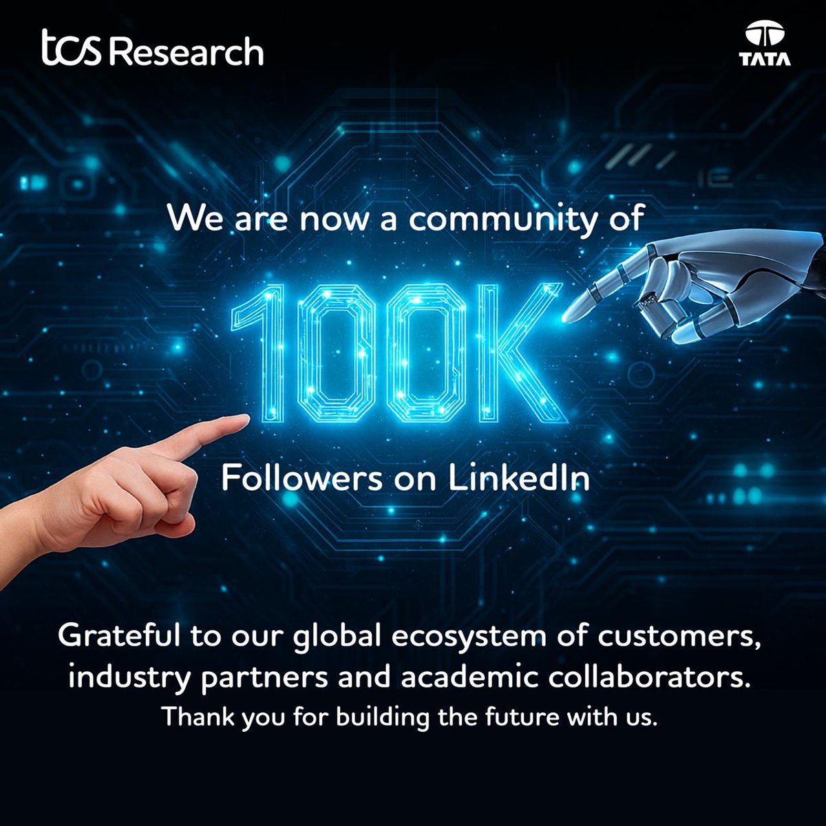 TCSResearch's tweet image. From ideas to breakthroughs, our online community is powering the future of research and innovation.
We are grateful to our LinkedIn community of thinkers, dreamers, and doers who engage with us every day. Our scientists continue to shape the future of technology, science, and…