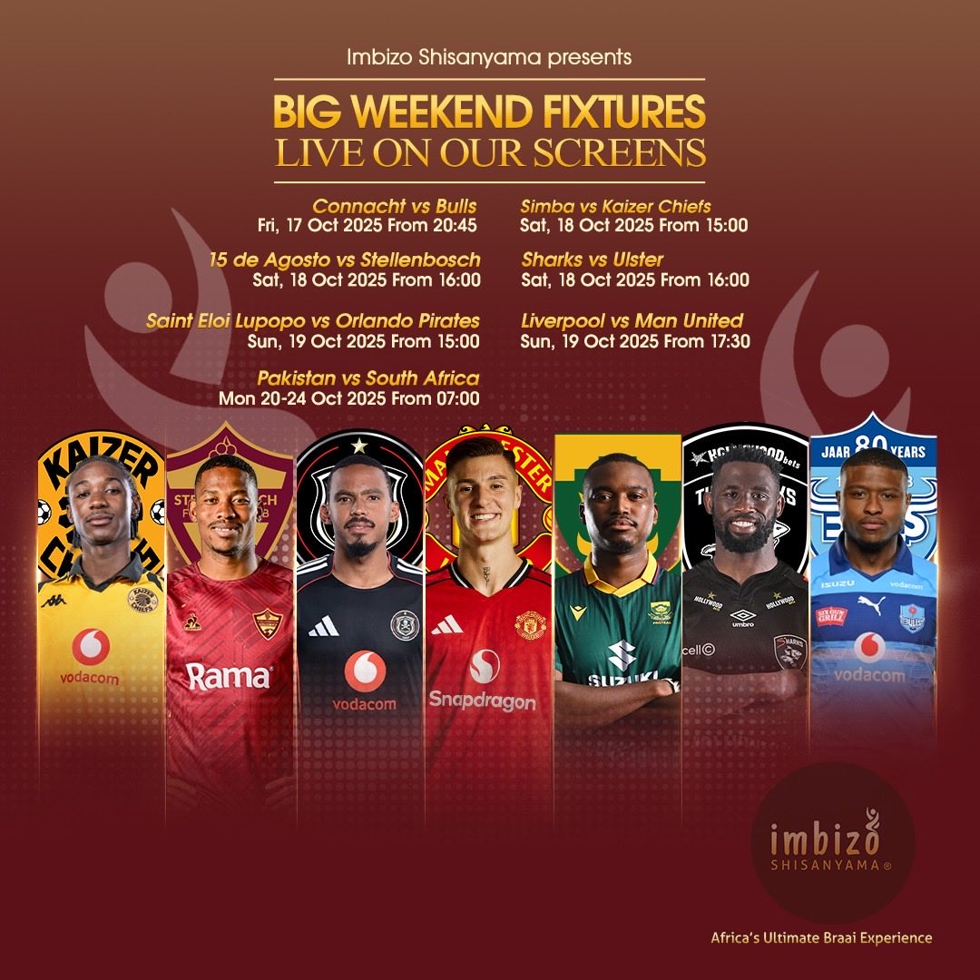 Bringing you live on our screens ⚽️ 🏉 

#soccer 
#soccergames 
#Rugby 

___________________
#ImbizoShisanyama
Africa’s Ultimate Braai Experience!®