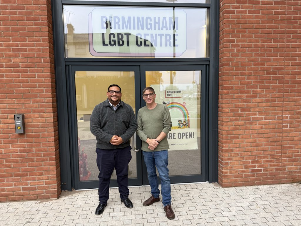 Great to meet Director Steph Keeble &amp; Chair of Trustees Dr. Steve Ball from <a href="/birminghamlgbt/">Birmingham LGBT+ Centre</a>.

Following the Centre’s move to Hurst Street, I enjoyed seeing the new facilities and hearing about their work supporting Birmingham’s LGBT community.

#BordesleyandHighgate #LabourParty