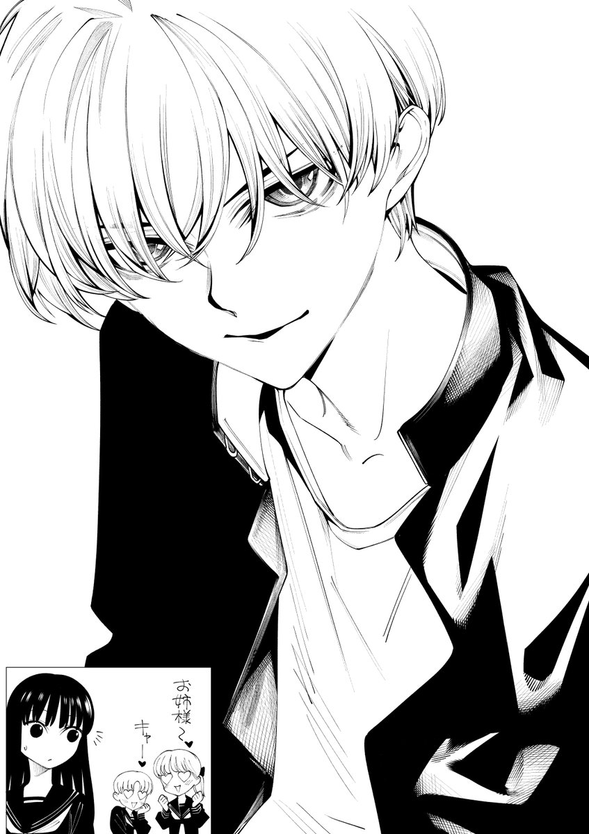 落書き…中学生隼人。作中でもイケメンのイメージで描いてた彼ですが、一番モテキャラだったのは恐らく鼓吹の方じゃないかと…