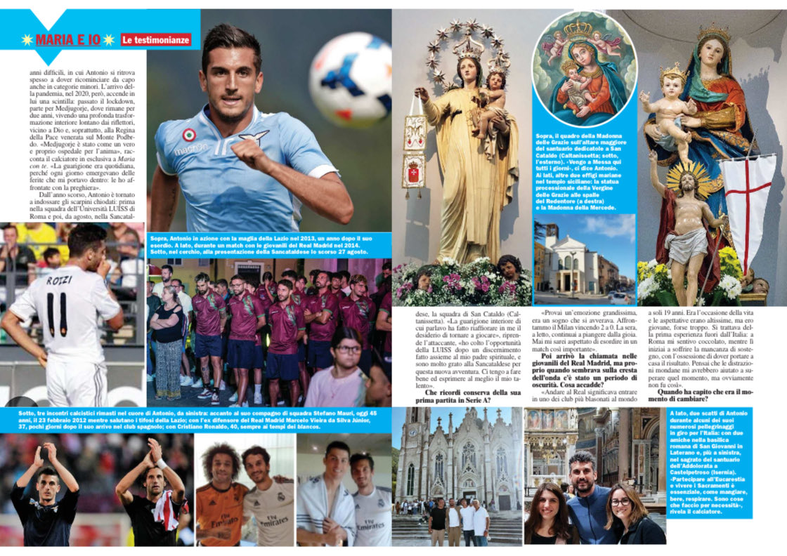 davide_capano's tweet photo. Da giovedรฌ sono in prima pagina su โMaria con teโ con unโintervista ad Antonio #Rozzi.
โค๏ธโฝ๏ธ๐ฎ๐น๐๐๏ธ
#Lazio #Madonna #Maria #MariaConTe #Medjugorie #RealMadrid #Sancataldese https://t.co/z46hbt9BIE