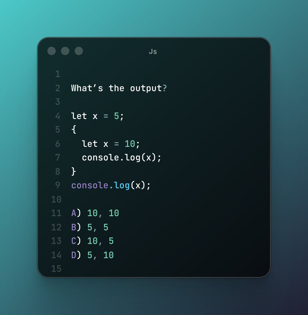 vishal_jati's tweet image. Can you guess the output? 🤔

Comment before  scrolling 👇

#JavaScript #CodingQuiz #WebDevelopment
