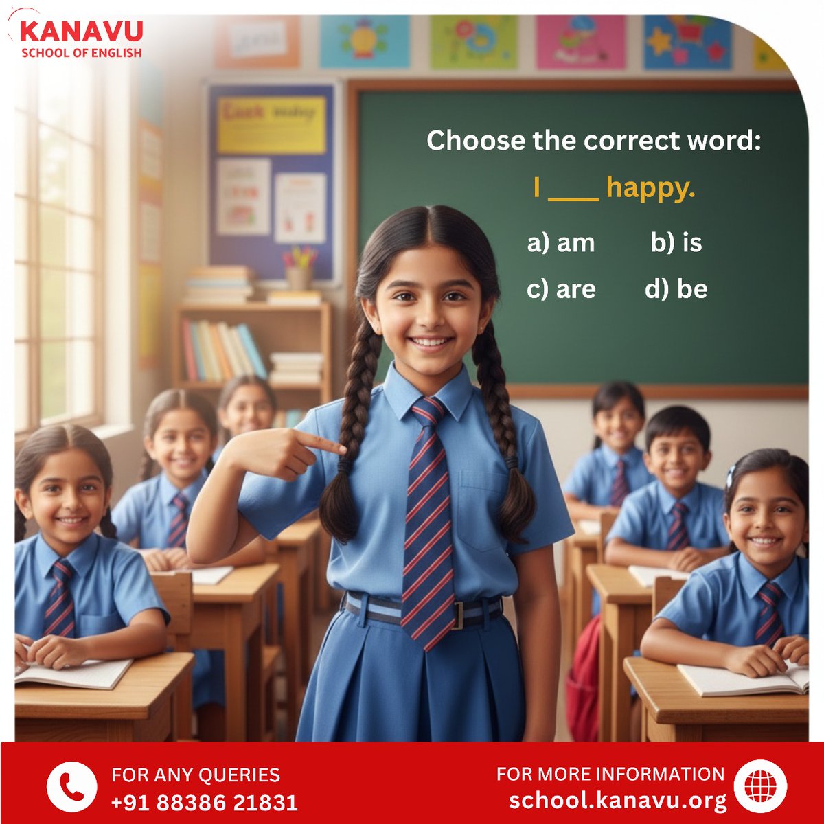 KanavuSchool's tweet image. Boost your child’s English skills with fun grammar lessons at Kanavu School of English! ✨
Watch them learn, speak &amp;amp; shine with confidence. 
📞 +91 88386 21831 | 🌐 school.kanavu.org
#LearnEnglish #SpokenEnglishForKids #GrammarMadeEasy #KanavuSchoolOfEnglish #ChildEducatio