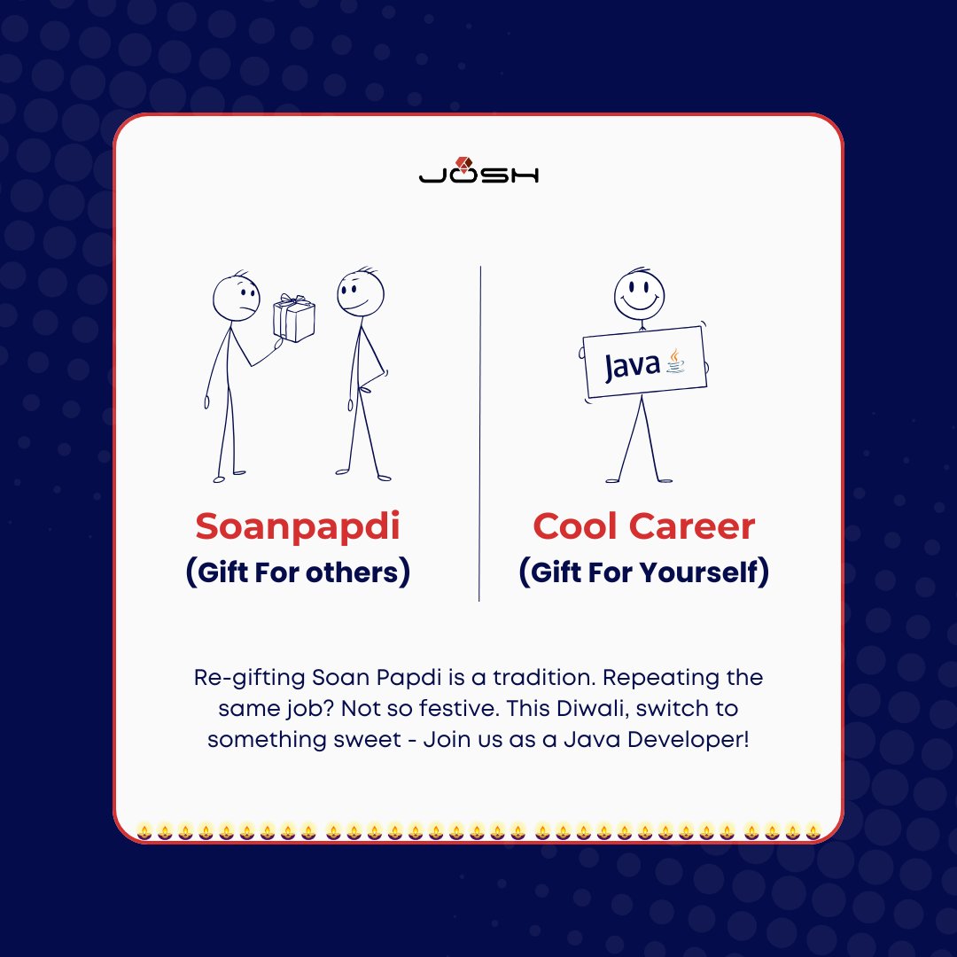 joshsoftware's tweet image. #Hiring #Javadeveloper
This Diwali, don’t let your career be like re-gifted Soan Papdi 🎁✨ Spark up your journey, code with brilliance, and celebrate every project!
Location: Pune, Mumbai
Exp: 3-5 Years
We’re hiring Java Developers - join the festive fun!
Apply Now:…