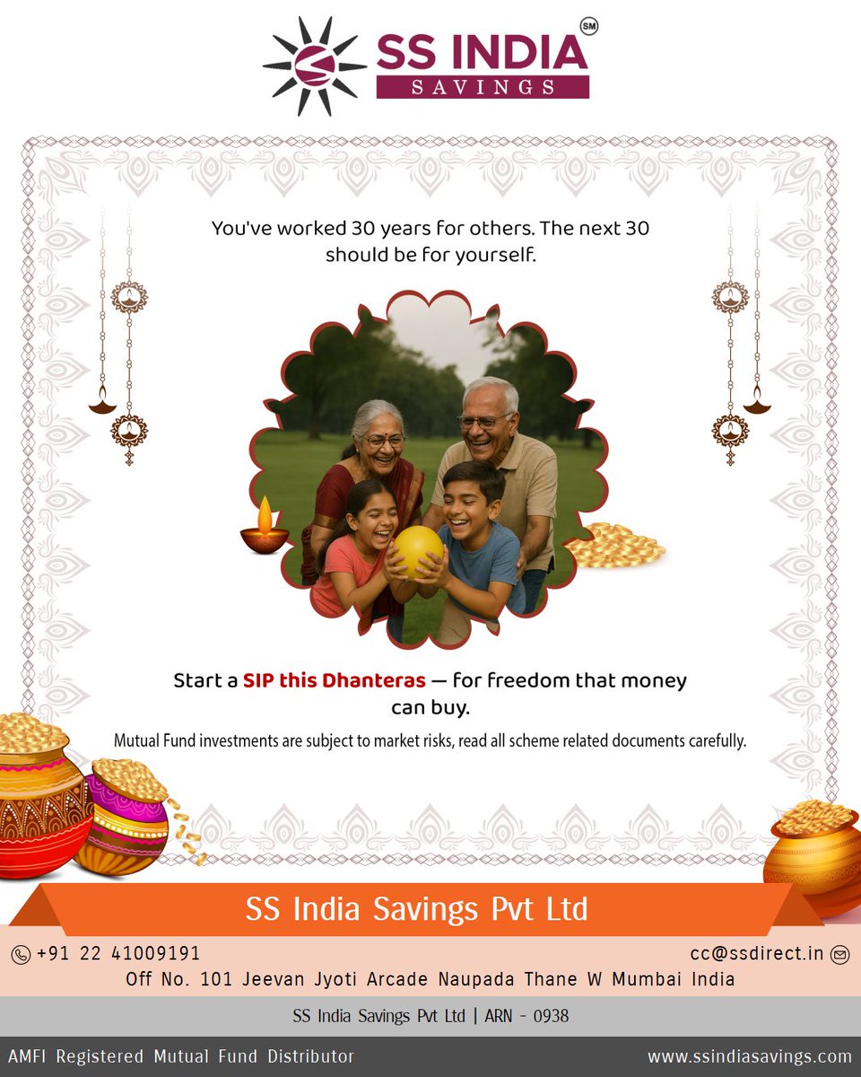 SandeepShahSS's tweet photo. The dream retirement isn’t about age — it’s about preparation. Start with SIP. #DhanterasDrive #FinancialGoals #DreamRetirement For More details click https://t.co/Szd8vfeUBI. https://t.co/e5et9frGA8