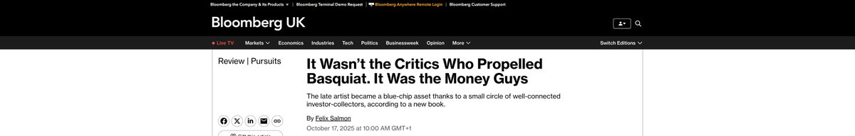 Modern art (and also traditional fine art) very much an asset class instantiated by sheer willpower, into reality.