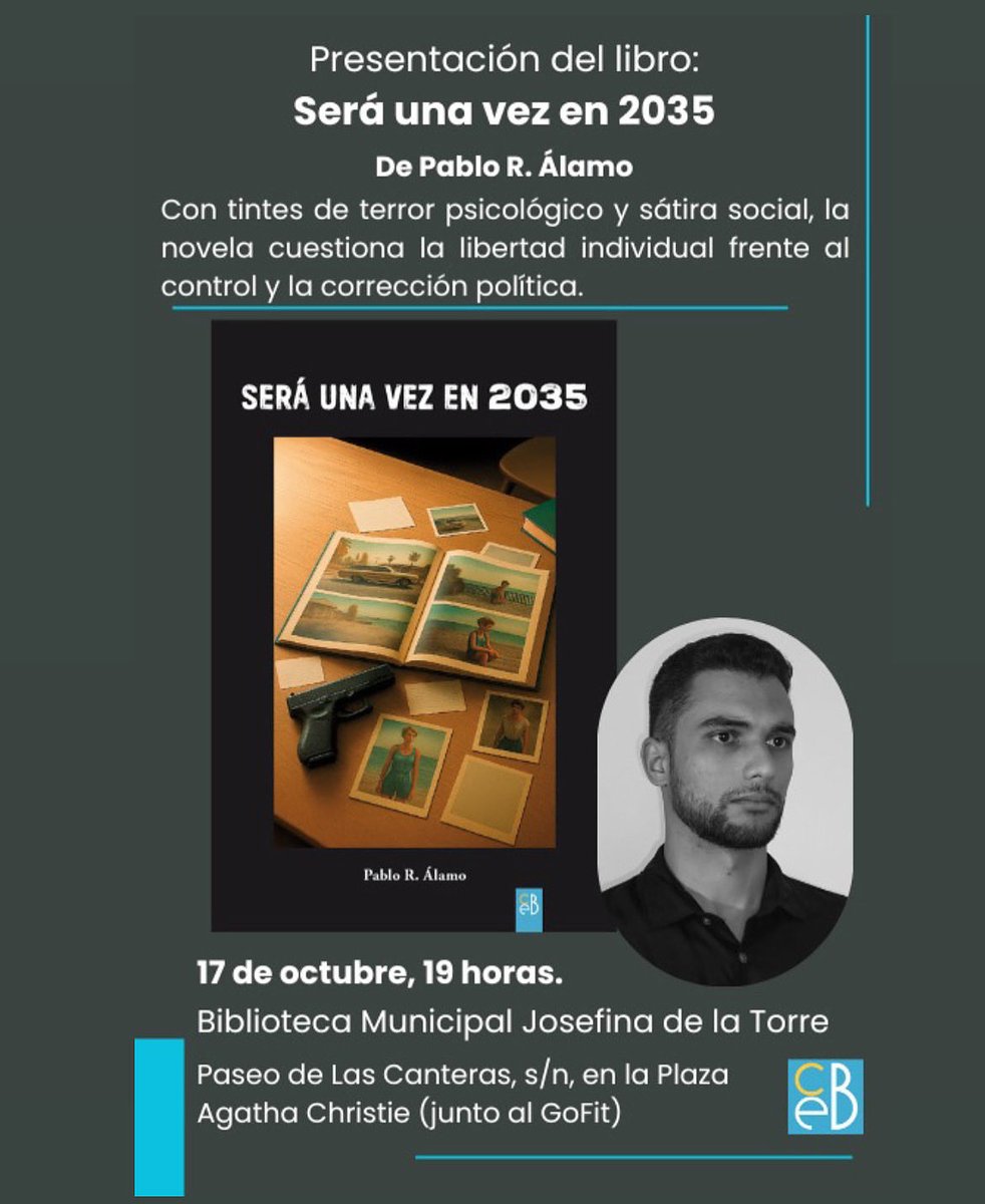 ¡¡HOY PRESENTAMOS!!

📖 “Será una vez en 2035”.
⌨️ Pablo R. Álamo. 
📍Biblioteca Josefina de la Torre. <a href="/lpabibliotecas/">LPA Bibliotecas</a> 
⏰ 19:00 horas.

#SeráUnaVezen2035 #LibrosCanariaseBook #LeerCanarias #EditarenCanarias #EditorialCanaria #PresentacionesCanariaseBook #EscritoresCanarios