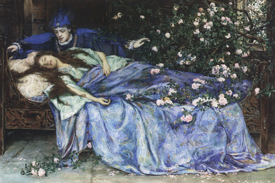Sleeping Beauty, by English painter Henry Meynell Rheam (1899). In private collection.