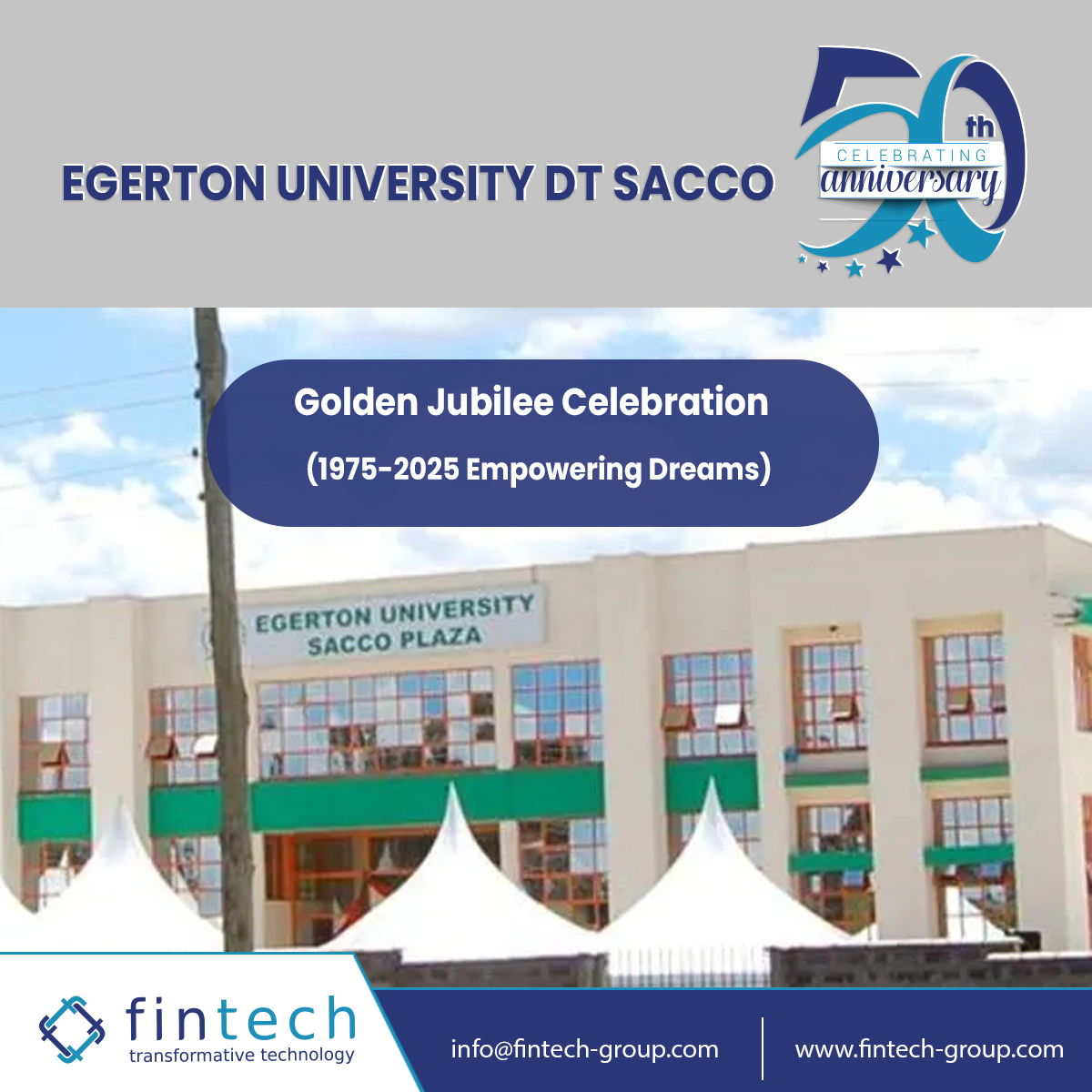 We’re proud to power your growth with FinFinancials, our Core Banking System for SACCOs. Here’s to more innovation &amp; success ahead! 🥂 #FintechGroup #FinFinancials #50YearsStrong #SACCOInnovation