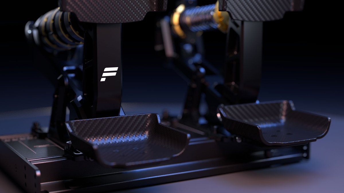 fanatec's tweet image. The Podium Pedals are an all-new precision pedal set developed in collaboration with professional drivers.

💪 Forged aluminum brake pedal and 200kg load cell
💪 Innovative elastomer compression control system
⭐ Podium Pedals Formula variant with carbon fiber faces and heel cups