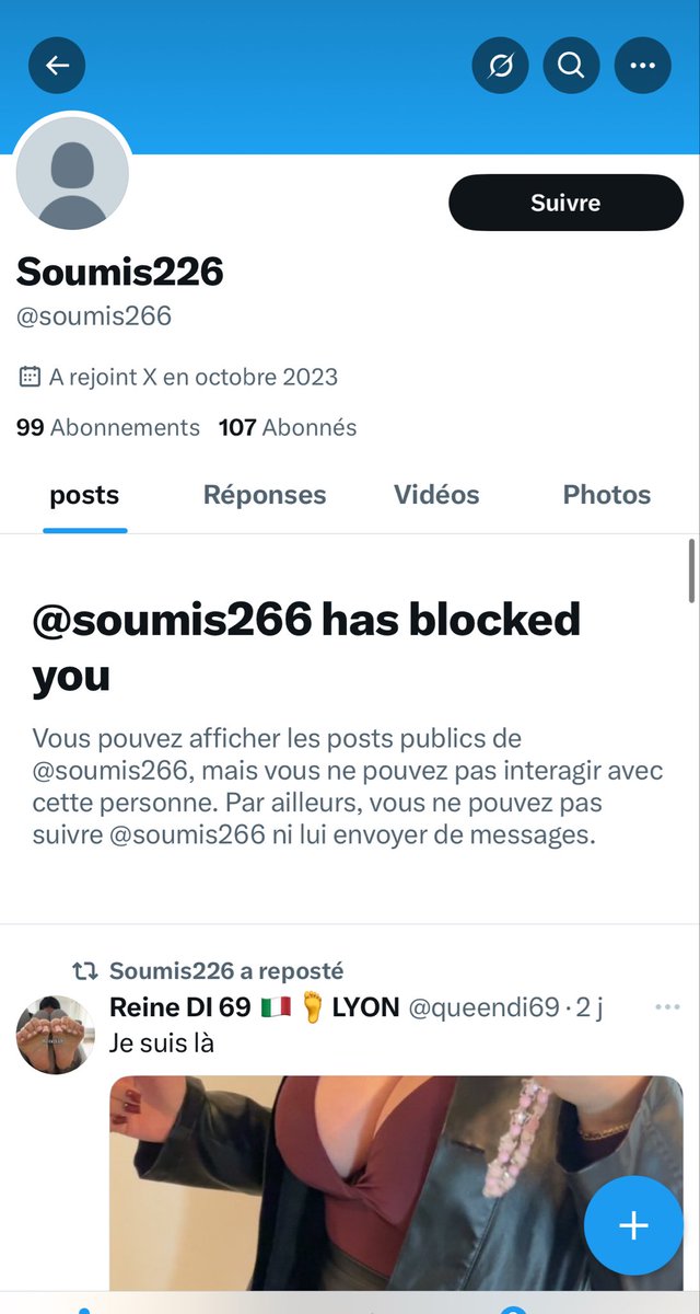 Je le connais depuis un an, je l’ai déjà vu, mais il préfère me bloquer plutôt que d’être honnête et d’annuler la séance.
Finalement c’est toi le numéro un sur la liste  des Fdp. Bravo champion! 🥇