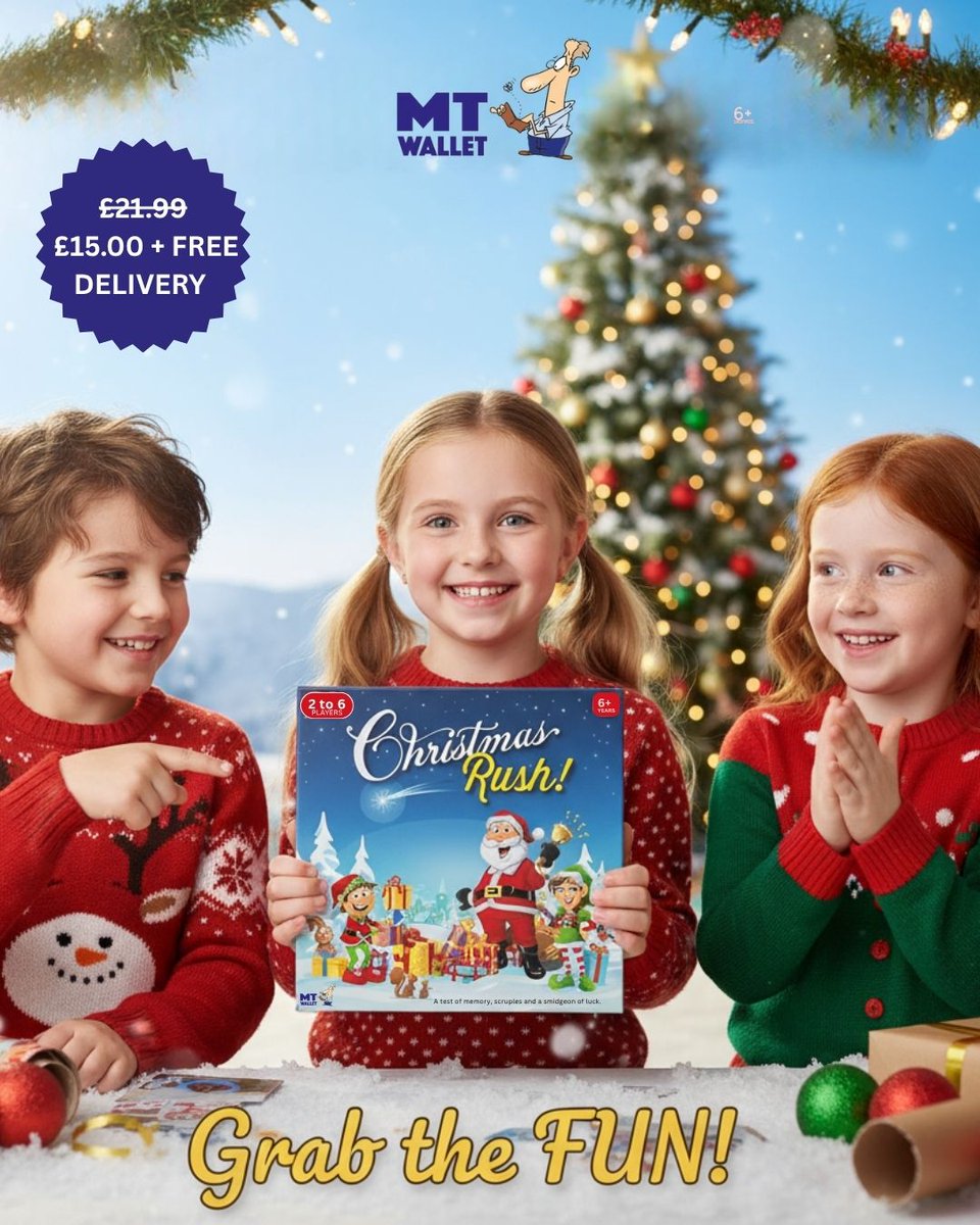 Christmas_Rush's tweet photo. Bring new energy to your game night with Christmas Rush - the family-friendly board game that’s fun all year long!Easy to learn and full of surprises, it’s a hit with kids and adults alike.
The perfect gift for any occasion!
👉 https://t.co/TMvNP3I52F
#ChristmasRush #Offer https://t.co/HMZS6mCa2C