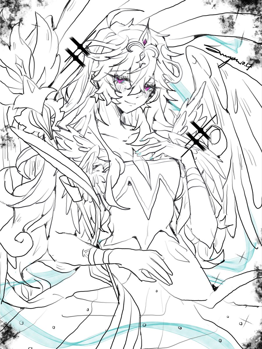 hi_sunger_'s tweet photo. 因為這三天要出去但白百合太好看了先簡單畫一下😭💚💚
等三天後回來在繼續畫完！ https://t.co/y3RdIR00EC
