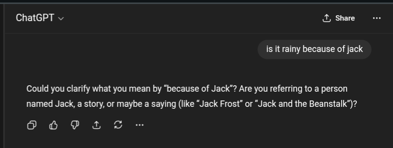 GrenadeIta's tweet photo. I woke up like an hour before my alarm was set to go off, and I thought I just had one of the best questions ever to ask chatgpt, so I asked that and went back to sleeping. When I opened chrome I was greeted by this absolute gem (I have no idea who Jack is): https://t.co/N4TXE5tH2d