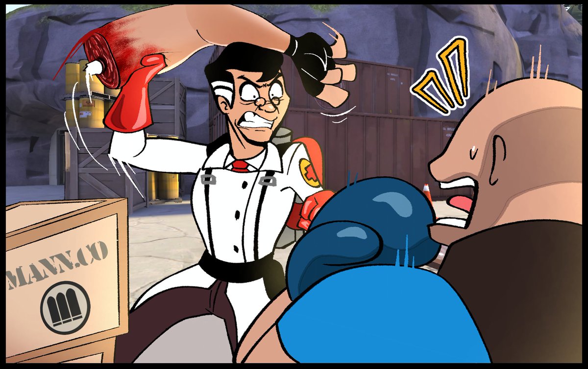 flimmybear's tweet photo. I think he is armed
[Art by me]

#tf2 #TeamFortress2 #teamfortress #tf2fanart #tf2medic #comic #flimmybear https://t.co/CJkkE4pSEK