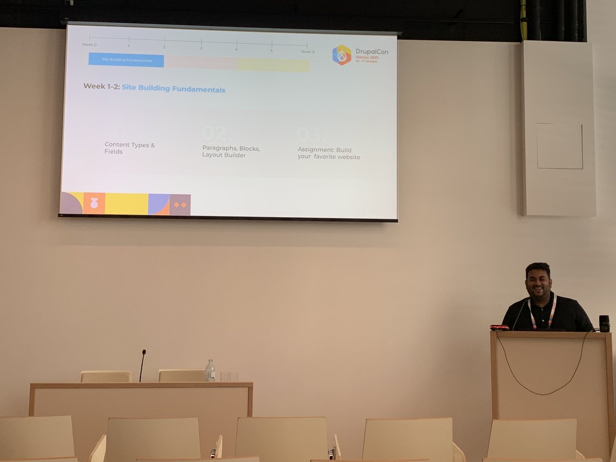 OpenSenseLabs's tweet image. Our Engineering Manager, Pritish Kumar, delivered an insightful talk at #DrupalConVienna 2025 on our 45-Day Onboarding Blueprint.
It's a structured approach that helps new Drupal developers go from learning to building with confidence. 💪💙
#Drupal #OpenSenseLabs #Onboarding