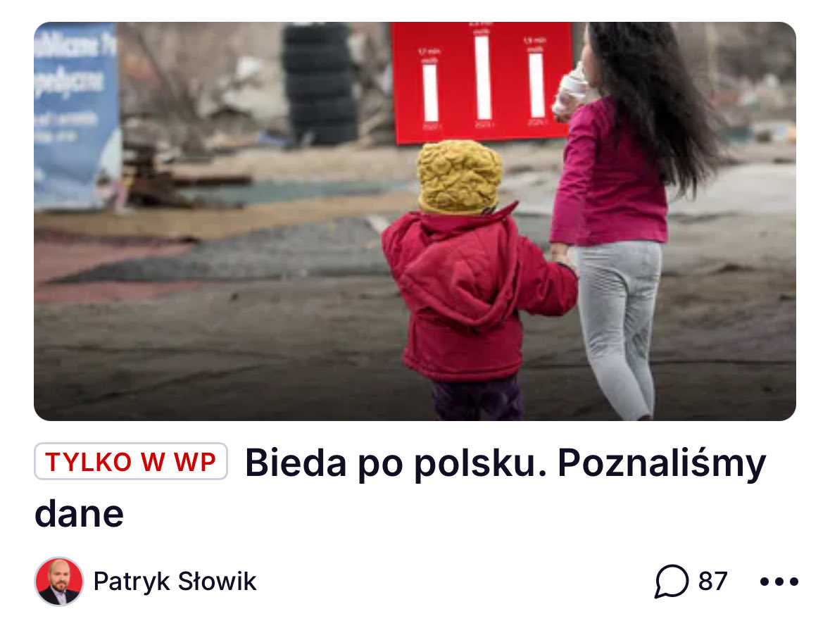 Aż 5 milionów Polaków jest ubogich. Jednak skala skrajnego ubóstwa zmniejszyła się - do 1,9 mln obywateli. Jednocześnie już 975 tys. osób żyjących w nędzy jest zbyt "bogata", by otrzymywać pomoc społeczną od państwa.
Dziś opublikowany zostanie raport <a href="/EAPNPoland/">EAPN Poland</a>.
