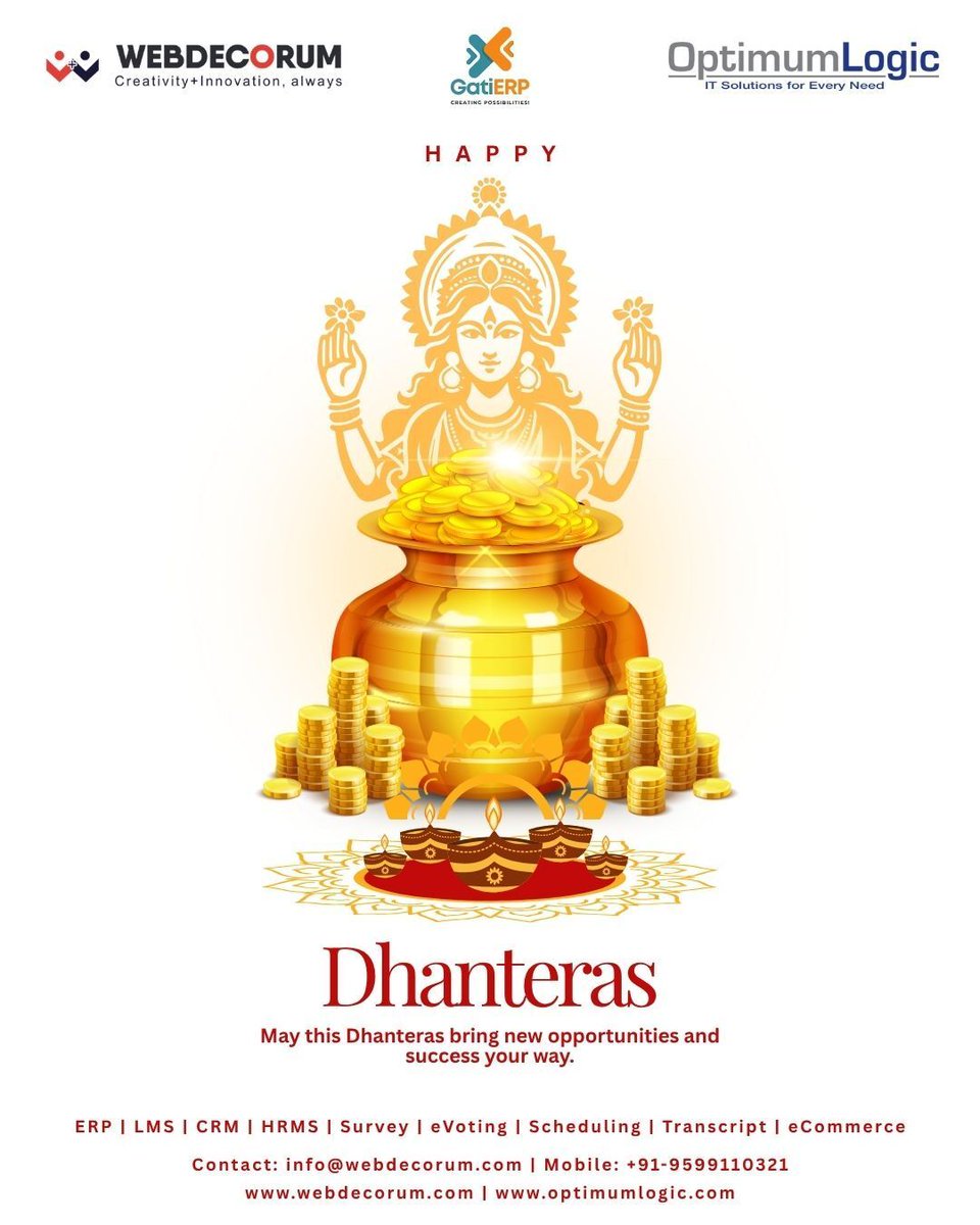 webdecorum's tweet image. ✨ Happy Dhanteras! ✨
May this Dhanteras bring success, innovation &amp;amp; prosperity to your business.
Team Webdecorum wishes you wealth, growth &amp;amp; digital excellence! 💻💫
#HappyDhanteras #Webdecorum #FestivalOfWealth #DigitalInnovation #ProsperityAndGrowth #WebDesign #OptimumLogic