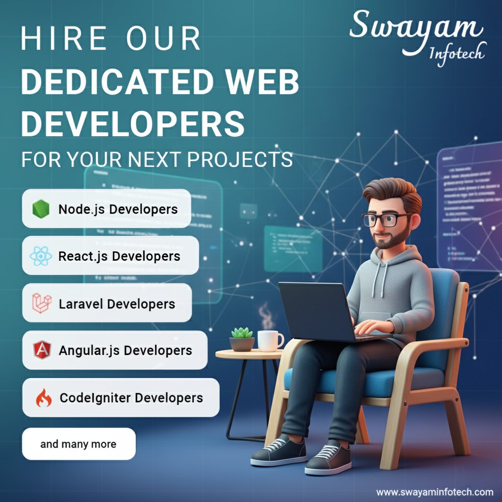swayaminfotech's tweet image. 🚀 Take your projects to the next level with our Dedicated Web Developer. We provide highly skilled developers who specialize in delivering customized solutions across various services 🌐.
.
#buildyourteam #websitedesign #dedicateddevelopers #SwayamInfotech
