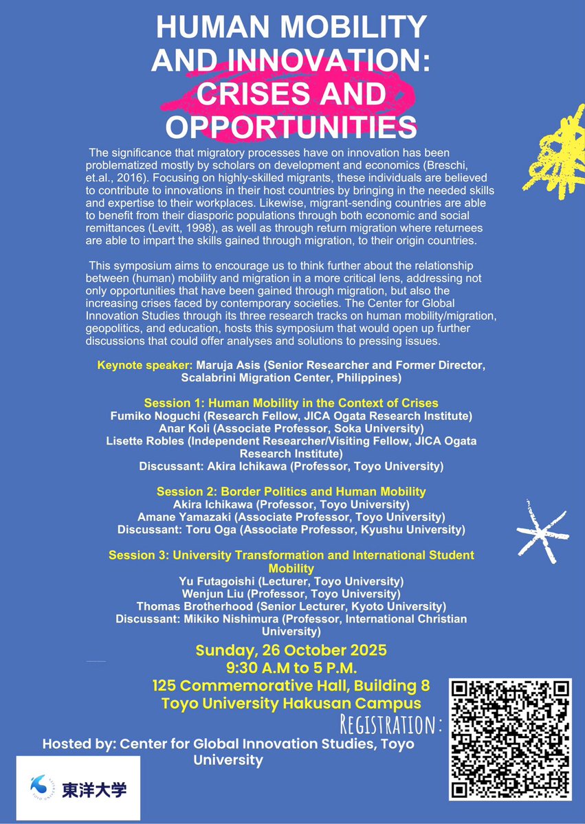 Johanna O. Zulueta (@dr_hannazu) on Twitter photo Conference on human mobility and innovation on October 26 <a href="/Toyo_Univ_PR/">東洋大学 Toyo University</a> #migration #innovation #climatechange #ClimateCrisis #Geopolitics #education #移民 #人の移動 #気候変動 #教育 #地政学 Conference on human mobility and innovation on October 26 <a href="/Toyo_Univ_PR/">東洋大学 Toyo University</a> #migration #innovation #climatechange #ClimateCrisis #Geopolitics #education #移民 #人の移動 #気候変動 #教育 #地政学