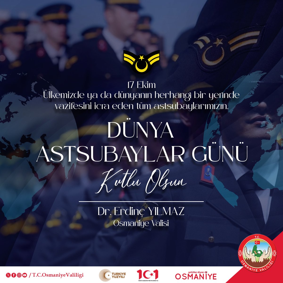 TC Osmaniye Valiliği (@osmaniyevalilik) on Twitter photo Dünya Astsubaylar Günü Kutlu Olsun.
#17Ekim
#DünyaAstsubaylarGünü
<a href="/DrErdincYILMAZ1/">Dr. Erdinç YILMAZ🇹🇷</a> Dünya Astsubaylar Günü Kutlu Olsun.
#17Ekim
#DünyaAstsubaylarGünü
<a href="/DrErdincYILMAZ1/">Dr. Erdinç YILMAZ🇹🇷</a>