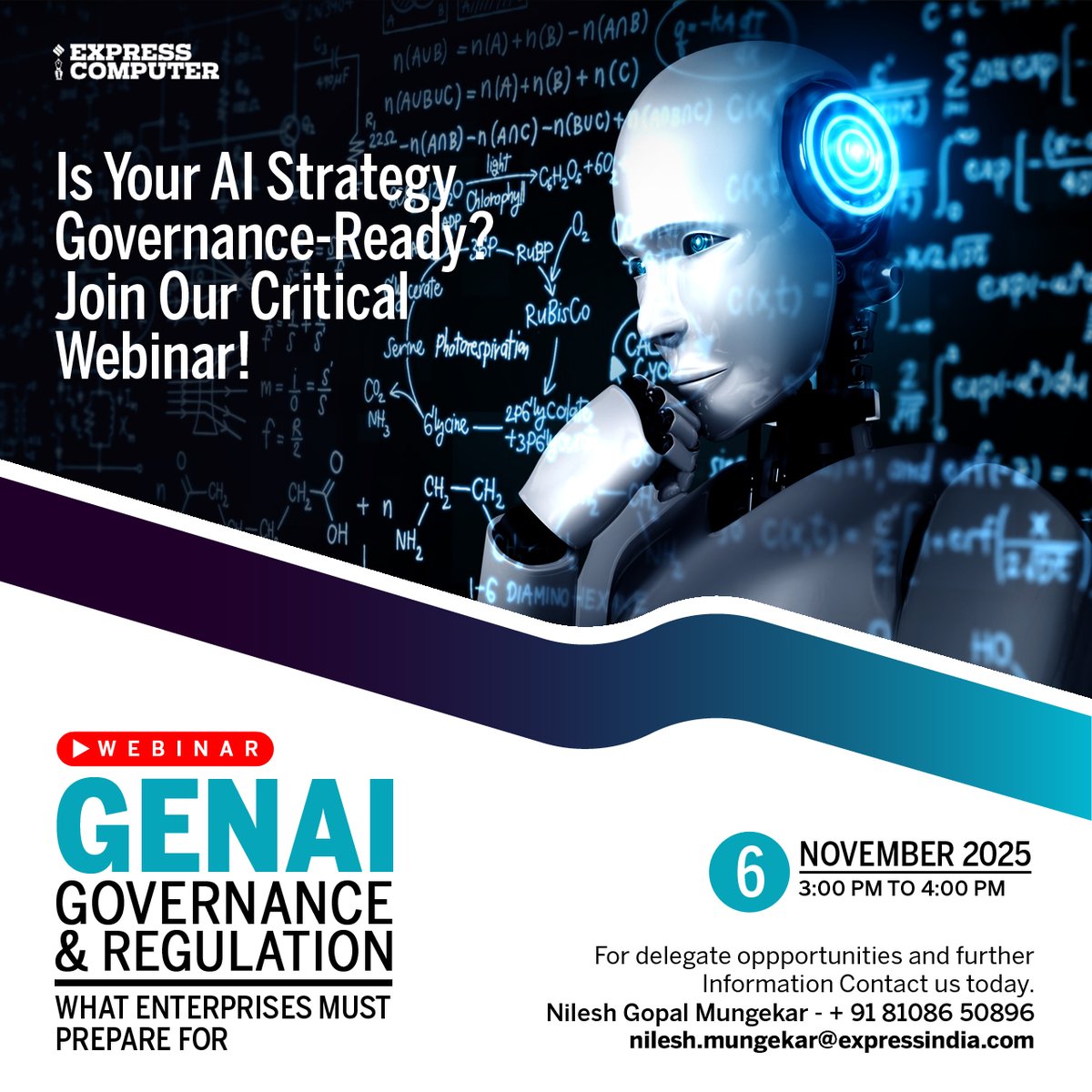 ExpComputer's tweet image. Is your #AI Strategy Governance-Ready?
Join our critical #LiveWebinar - Gen-AI Governance & Regulation ~ What Enterprises Must Prepare For
📝 Register Now: t.ly/6genaiX
📅 Thursday, 6th November 2025
🕒 3:00 PM - 4:00 PM IST
@srikrp @NivedanPrakash @AparnaTawade