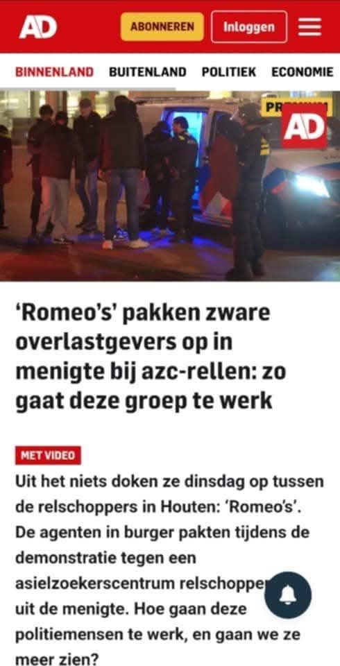 Romeo's nee dat was een complottheorie. Overigens pakken ze geen zware overlastgevers, nee,  ze slaan in het wilde weg toe om te escaleren.