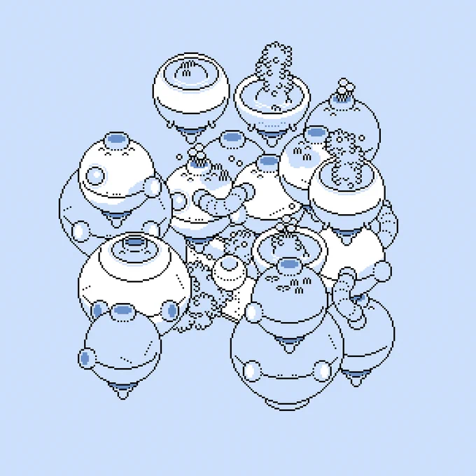 変わった建物を描いている。変わってる