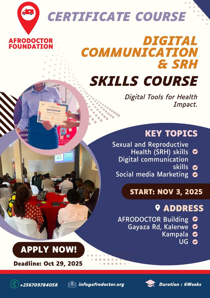 💥 The Digital Communication &amp; SRH Skills Course is Here!🌟
👉 Apply Now docs.google.com/forms/d/e/1FAI…
📌 Deadline Oct 29, 2025
💡 Master Skills in Digital Communication, Sexual Reproductive Heath and Social media marketing!
#healthTech #socialmediamarketing #SRHR #DigitalMarketing