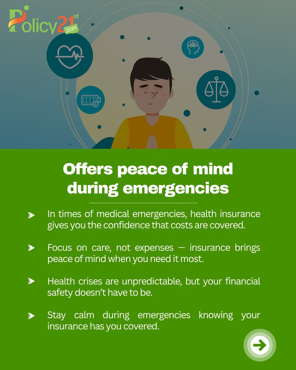 Policy21st2000's tweet image. Why Health Insurance is important in 2025?

👉 Cover Hospitalizaiton &amp;amp; Treatment.

👉 Protects your family&apos;s financial future.

👉 Offers peace of mind during emergencies.

#insurancesolution #healthinsurance #policy #policy21st