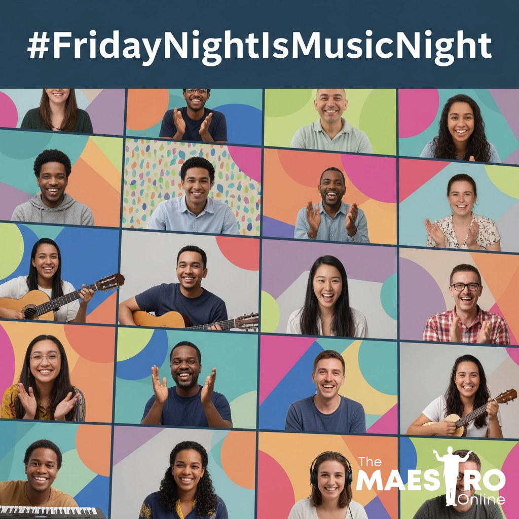 Friday nights sound better with friends and music. 🎶 Connect, chat, and explore your favourite tunes or music learning journeys: all without an agenda. Pour your tea and join #FridayNightIsMusicNight at 8pm UK! 

🔗 Zoom link: us06web.zoom.us/j/83686381210?…