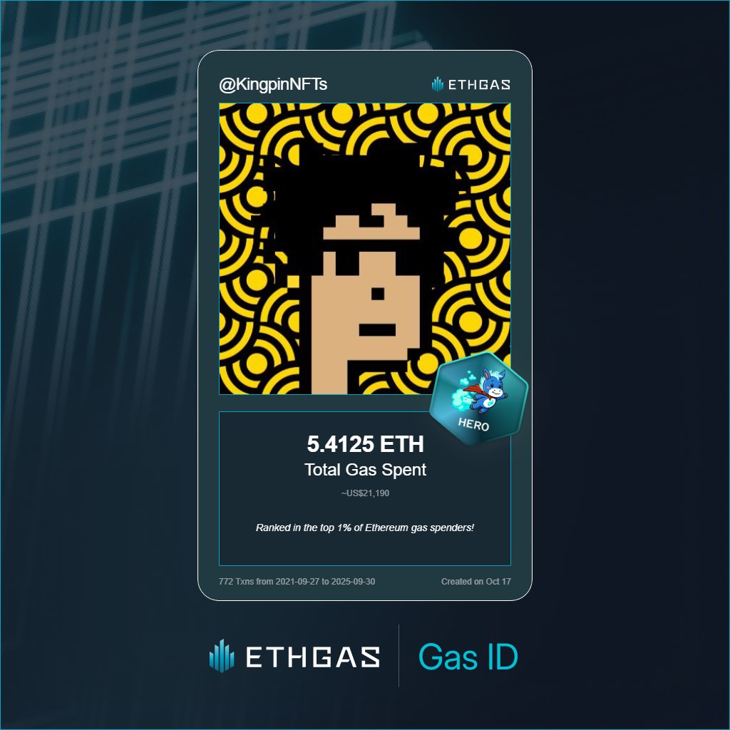 As a Hero Jack, I've spent 5.4125 ETH on gas but earned 3500 Beans back.

Get your Gas ID and Beans here: ethgas.com/community/gas-…