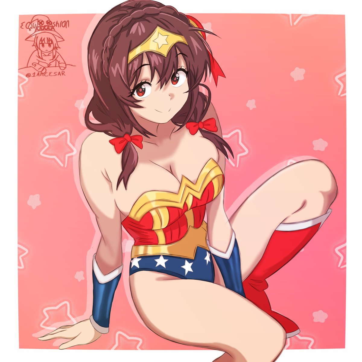1amC3sar's tweet image. Yunyun Wonder Woman cosplay ❤️
#konosuba
#yunyun 
 #ゆんゆん