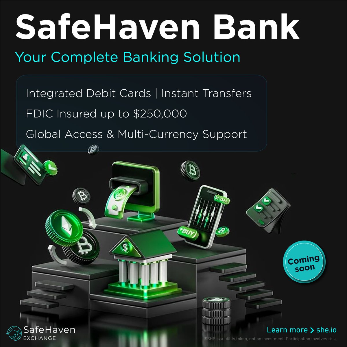 SafeHaven Exchange (@safehavenexch) on Twitter photo π SafeHaven Bank is Coming Q4 2025!
Your all-in-one crypto + banking experience is about to go live.
Seamlessly move funds, exchange currencies, and manage your portfolio β all within SafeHaven.
π³ Integrated Debit Cards
β‘οΈ Instant Transfers between Exchange & Bank
π FDIC π SafeHaven Bank is Coming Q4 2025!
Your all-in-one crypto + banking experience is about to go live.
Seamlessly move funds, exchange currencies, and manage your portfolio β all within SafeHaven.
π³ Integrated Debit Cards
β‘οΈ Instant Transfers between Exchange & Bank
π FDIC