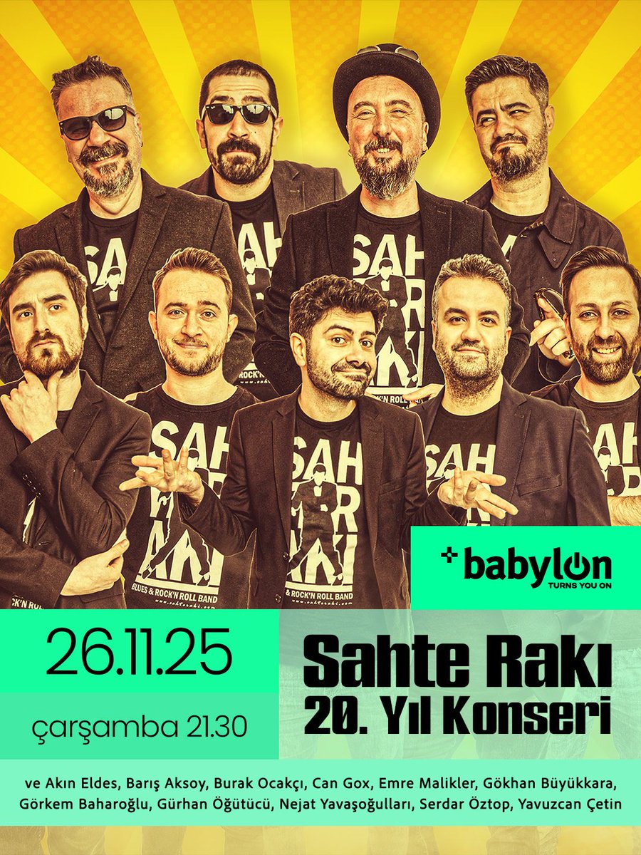 sahteraki's tweet photo. 20. Yıl Konseri 26 Kasım Çarşamba Babylon'da. Kaçırmayın! 
https://t.co/lmnzEHRAK4 https://t.co/cOyqlCgeGg