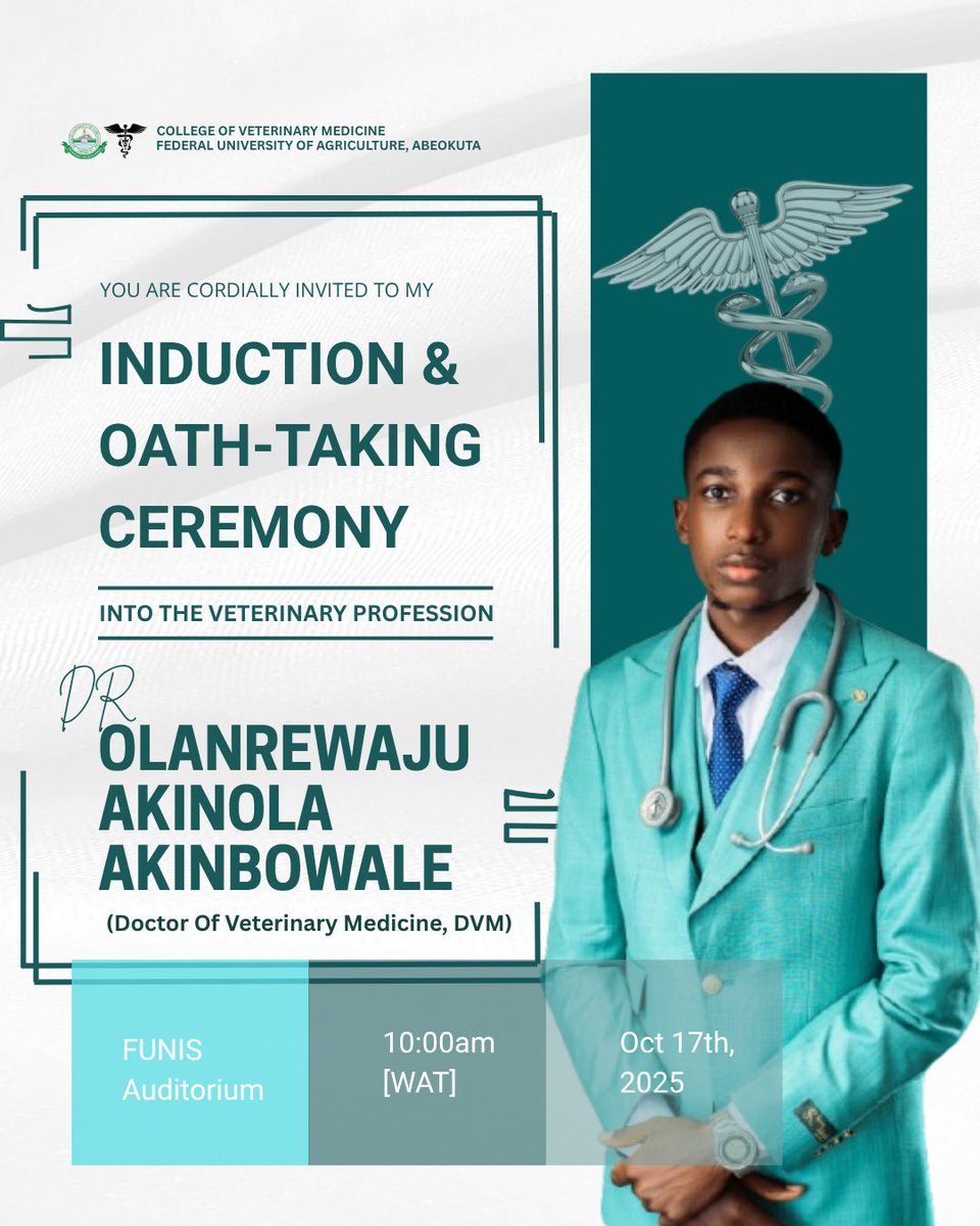 the_akinola04's tweet image. I chased my dreams and I achieved it. 💫
Be part of my induction ceremony 
It’s finally happening! 🎓🐾