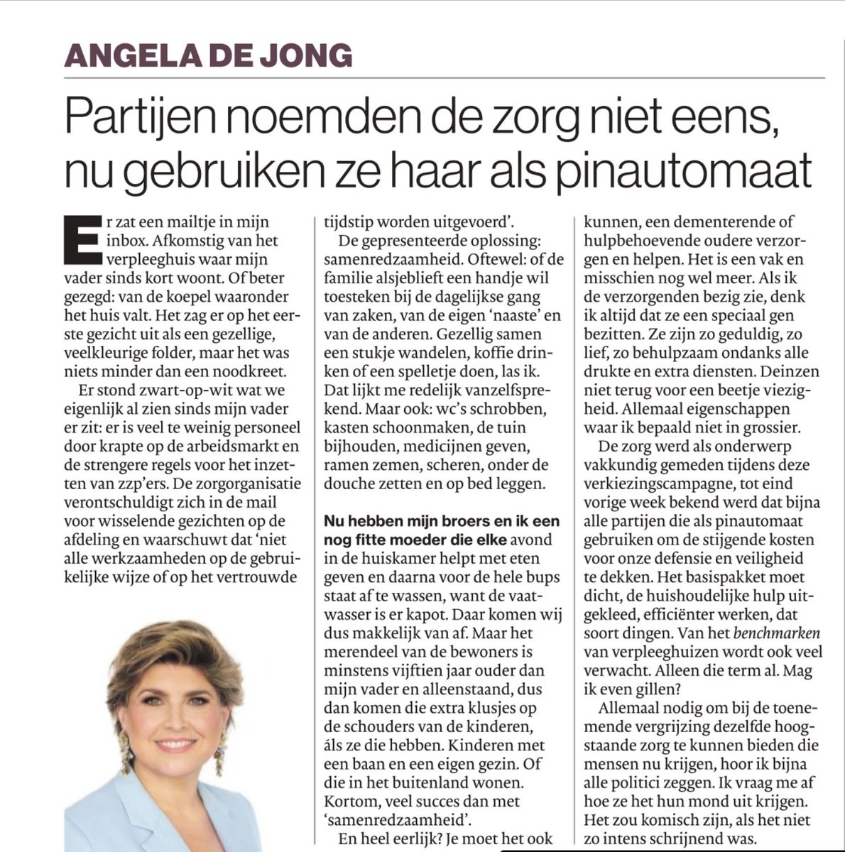 Juist! De #zorg als pinautomaat. Je hoort en of ziet het woord niet eens tijdens de debatten #zorgenomdeZorg #ouderworden #verpleeghuis #zelfredzaamheid