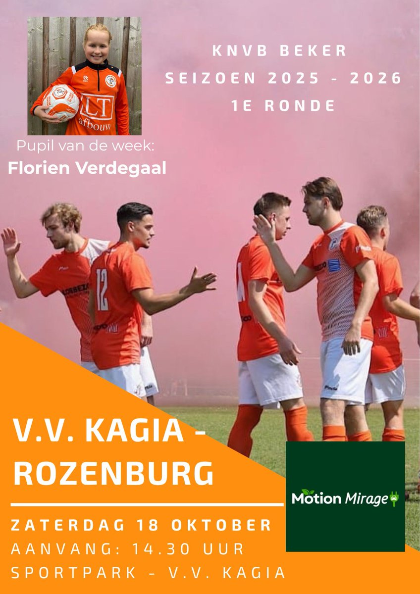 vvKagia's tweet photo. 🏆 Bekervoetbal

Komende zaterdag speelt v.v. Kagia in de 1e ronde van de beker tegen Rozenburg 🔥!  

Kom 🫵🏻 ons zaterdag aanmoedigen? https://t.co/9JlhbF8PxM