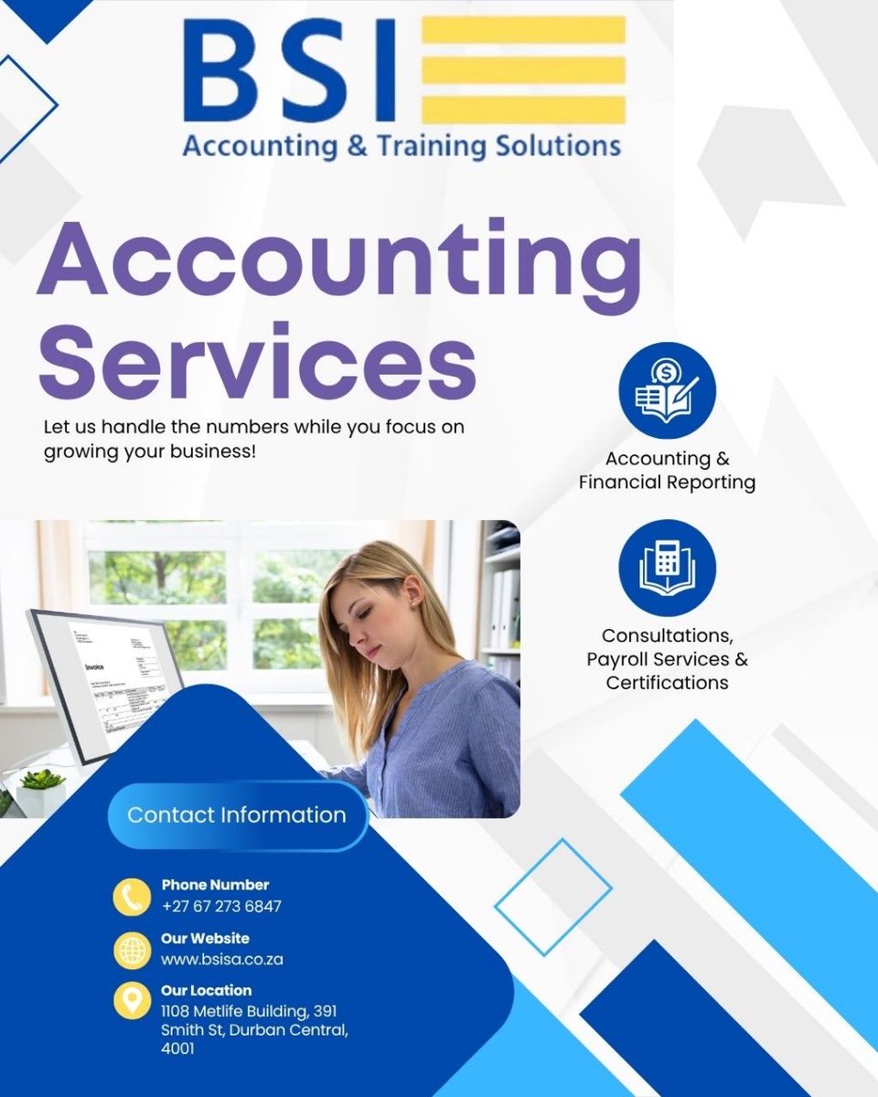 bsiaccountingsa's tweet image. 💼📈 Your trusted partner in financial management! 🌟 BSI Accounting provides expert accounting services to help you achieve your goals.

#AccountingMadeSimple #RealiableAccounting #businessdevelopment #BookkeppingExperts #FinancialFreedom #bsisa