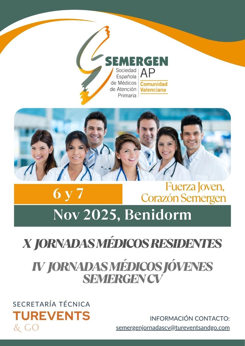 🚨Save The Date!!!
🔜 6 y 7 Nov. en BENIDORM
✅X Jornadas de Médicos Residentes y IV Jornadas de Médicos Jovenes #SEMERGENCV
ℹ️ buff.ly/zhWZ9e7
✍️ Inscripciones con beca (todo incluido):
buff.ly/StE2K15